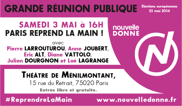 Grande réunion publique à Paris samedi 3 mai