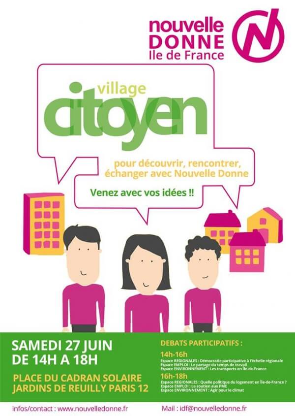 Le comité régional Nouvelle Donne Ile-de-France organise un « Village citoyen »